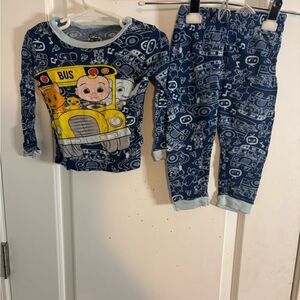 Cocomelon Blue Cartoon Pajama Set size 3T EUC